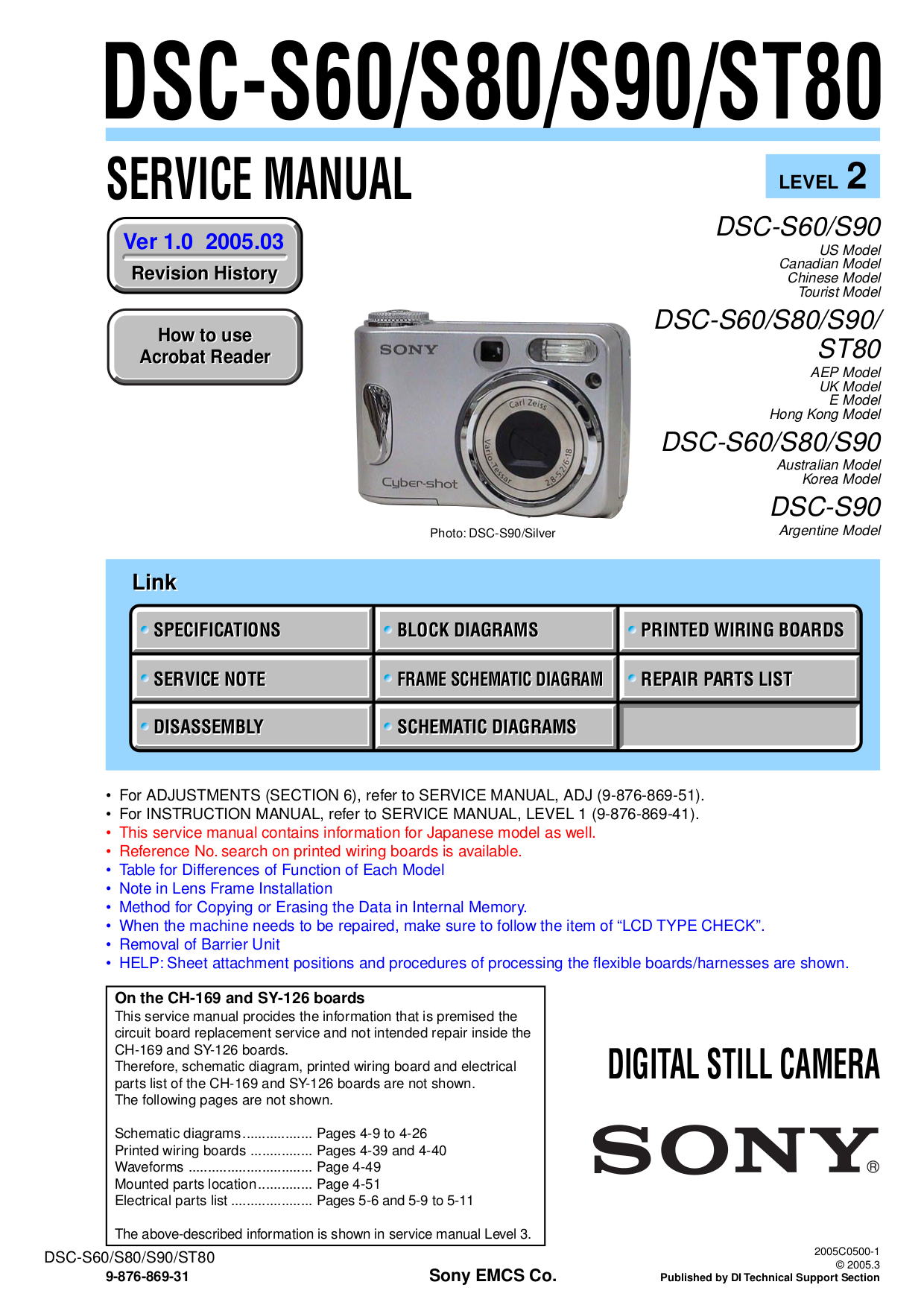 Download free pdf for Sony Cybershot,Cybershot DSCS80 Digital Camera